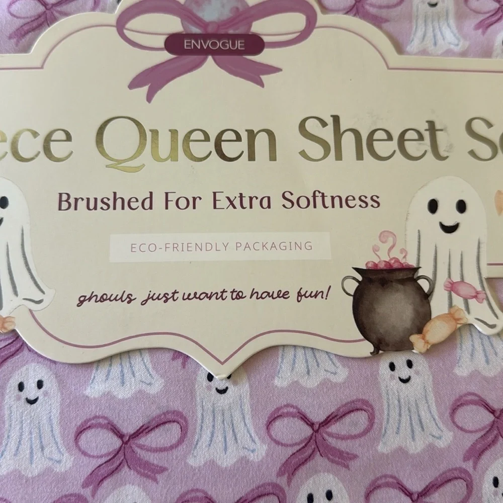 👻🎀ENVOGUE Halloween Pink bow and ghost queen sheet set 🎀👻